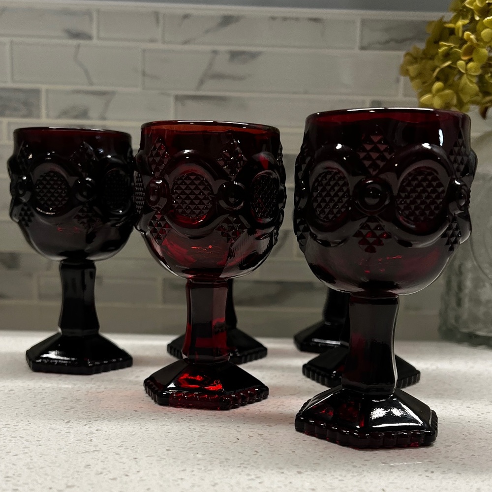 Vintage Avon Cape Cod Ruby Red Wine Goblet